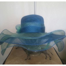 Ladies&apos; Cotton/Net Yarn With Cascasding (Blues) Flowers Floppy Hat Organza   eb-58225142